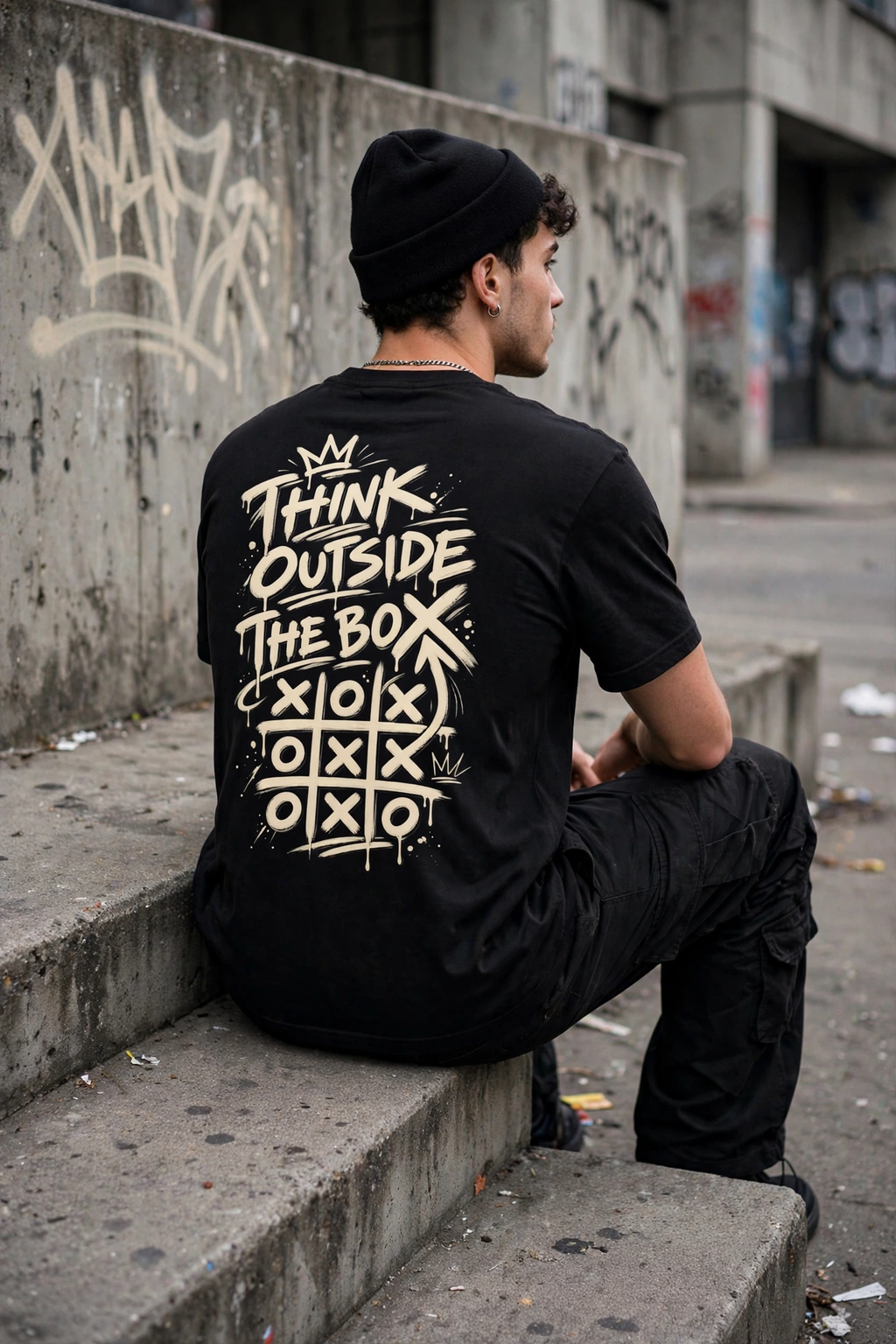 Think Outside the Box T-Shirt — Graffiti Tic-Tac-Toe Streetwear Tee