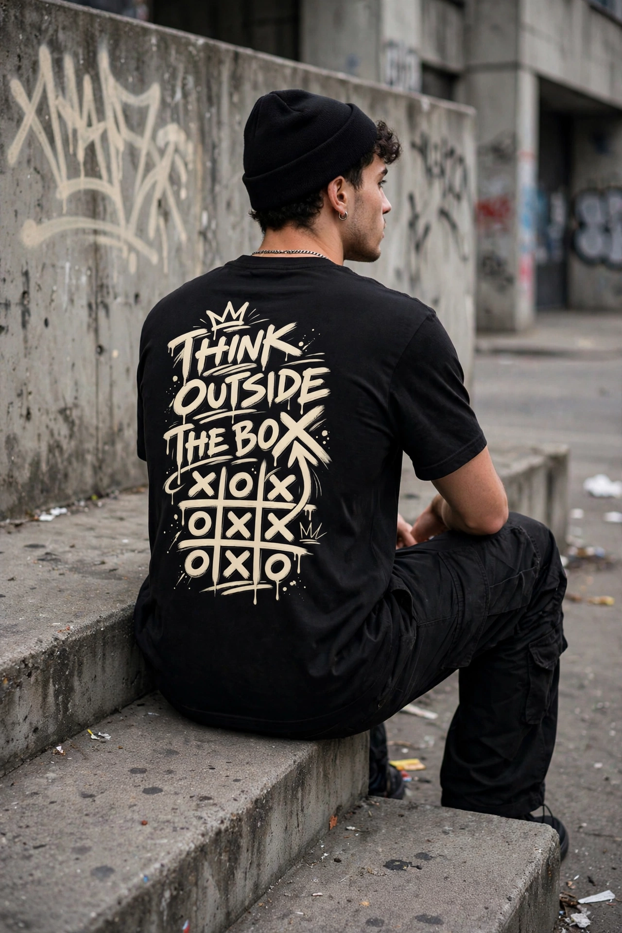 Think Outside the Box T-Shirt — Graffiti Tic-Tac-Toe Streetwear Tee